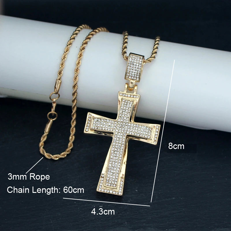 Luxe Cross Pendant | Gold Tone & Crystal - FitZone360