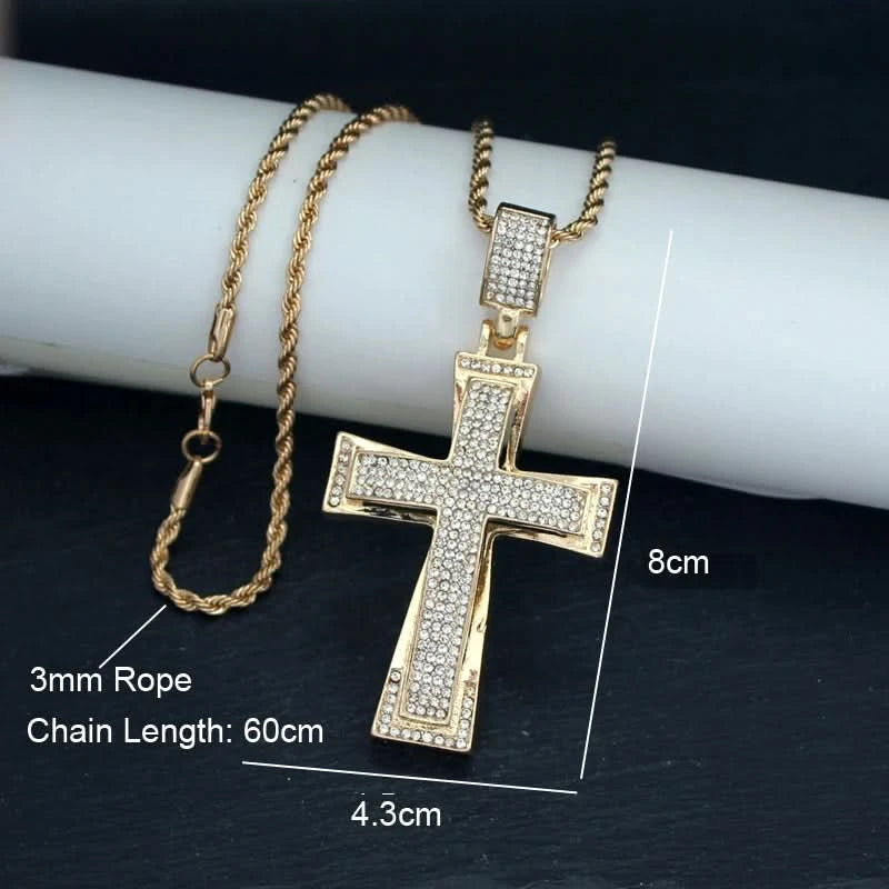 Luxe Cross Pendant | Gold Tone & Crystal - FitZone360