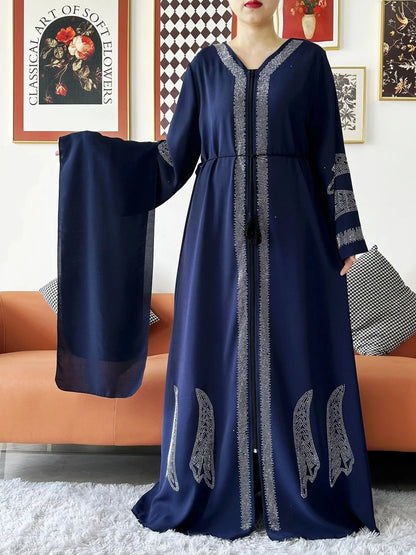 Elegant Chiffon Open Abaya with Zipper | Modest Muslim Women's Dress