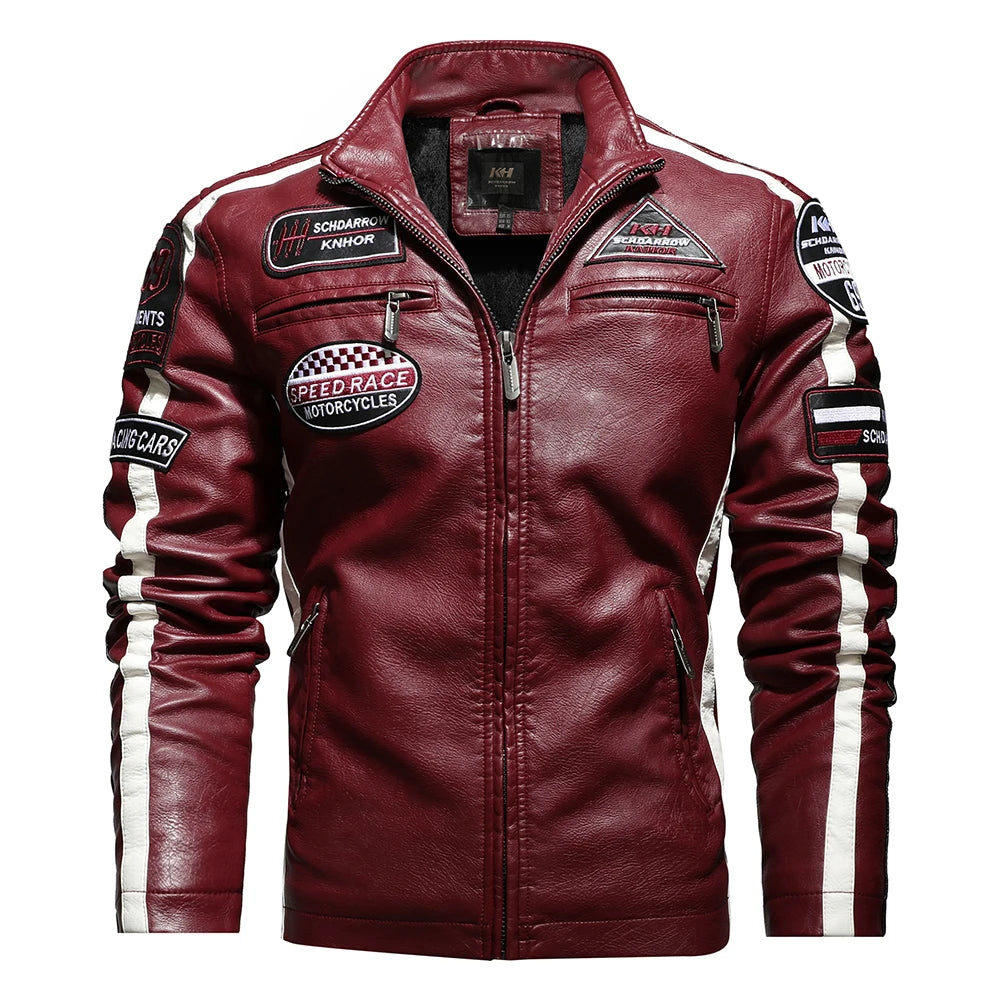 Men’s Vintage Motorcycle Jacket | Embroidered Biker Bomber Coat