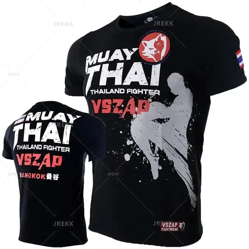 Fashion Muay Thai Sports T-Shirt for Men – Lightweight, Breathable Fitness & Combat Training Tee - FitZone360