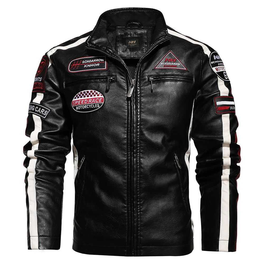 Men’s Vintage Motorcycle Jacket | Embroidered Biker Bomber Coat