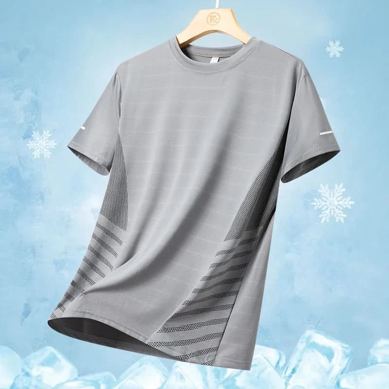 Men's Ice Silk Running T-Shirt | Quick-Dry, Breathable & Reflective Design - FitZone360
