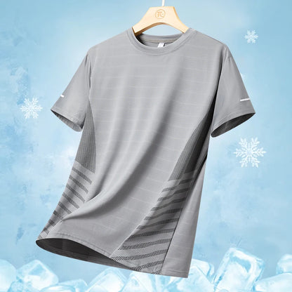 Men's Ice Silk Running T-Shirt | Quick-Dry, Breathable & Reflective Design - FitZone360