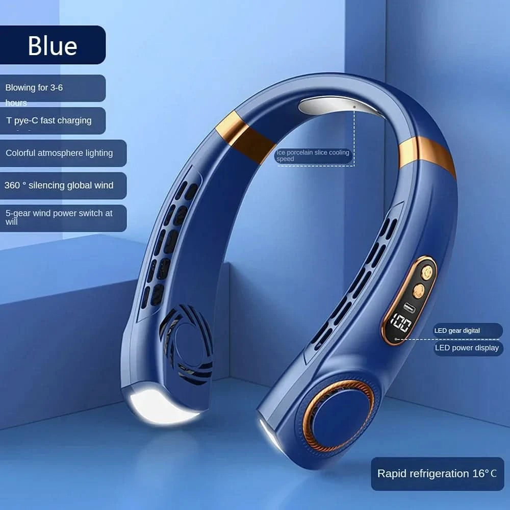 Mini Hanging Neck Fan | Portable USB Rechargeable Air Cooler with Digital Display - FitZone360