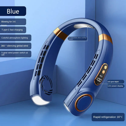 Mini Hanging Neck Fan | Portable USB Rechargeable Air Cooler with Digital Display - FitZone360