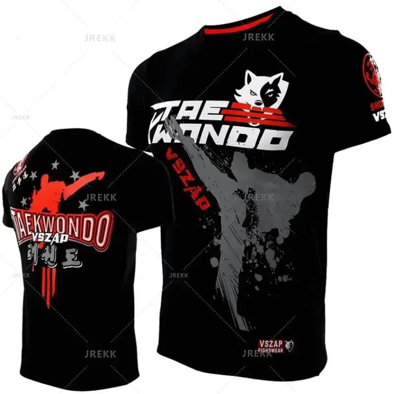 Fashion Muay Thai Sports T-Shirt for Men – Lightweight, Breathable Fitness & Combat Training Tee - FitZone360