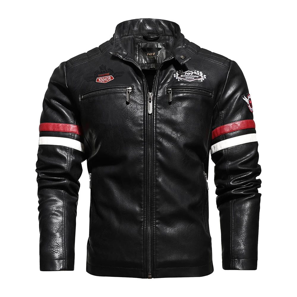 Men’s Vintage Motorcycle Jacket | Embroidered Biker Bomber Coat