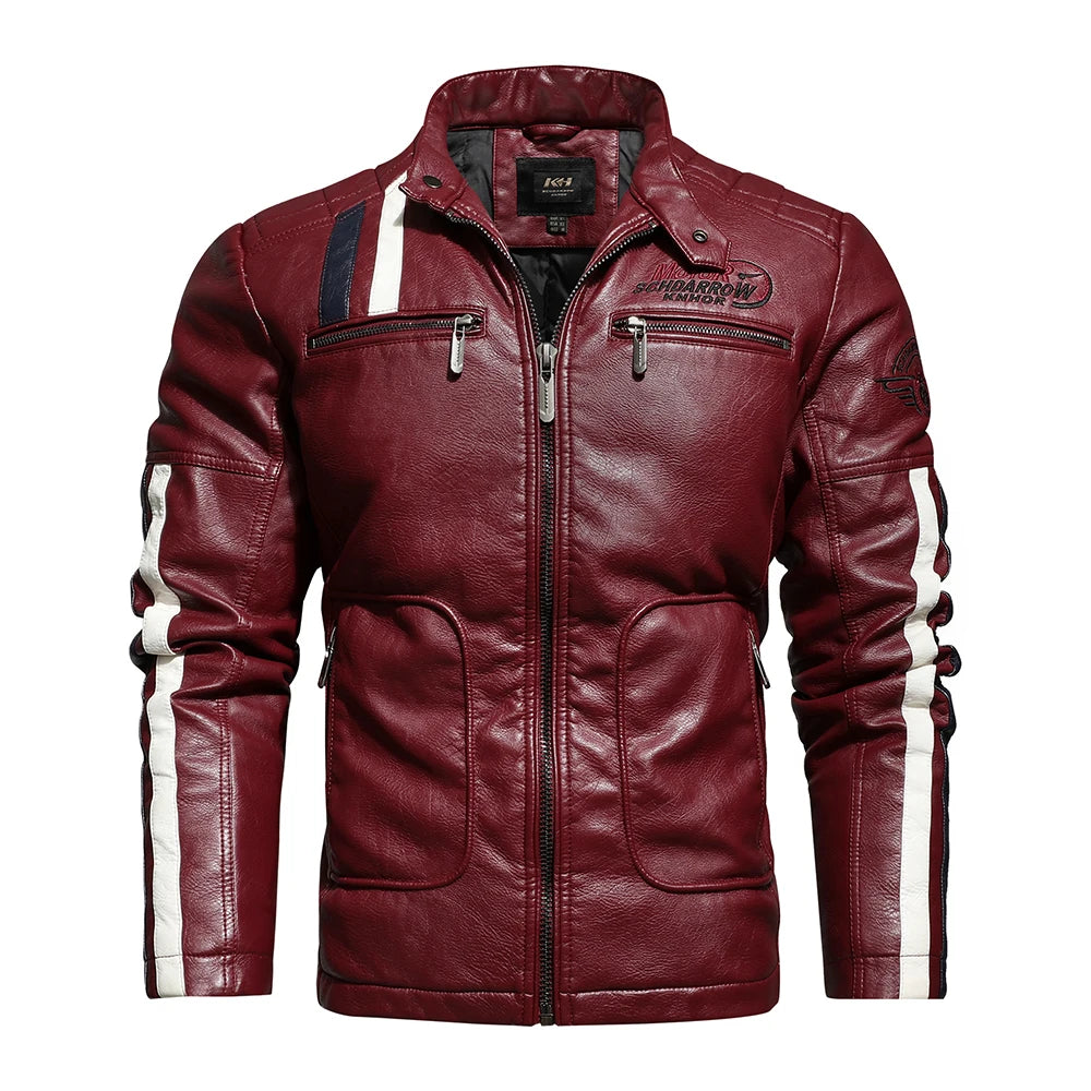 Men’s Vintage Motorcycle Jacket | Embroidered Biker Bomber Coat