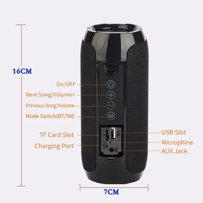 Portable Bluetooth Speaker | Waterproof Outdoor Subwoofer with FM & TF Support - FitZone360