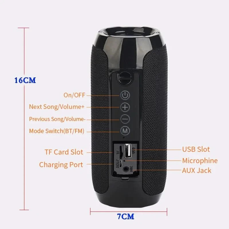 Portable Bluetooth Speaker | Waterproof Outdoor Subwoofer with FM & TF Support - FitZone360
