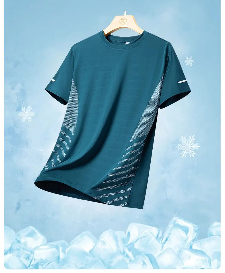 Men's Ice Silk Running T-Shirt | Quick-Dry, Breathable & Reflective Design - FitZone360