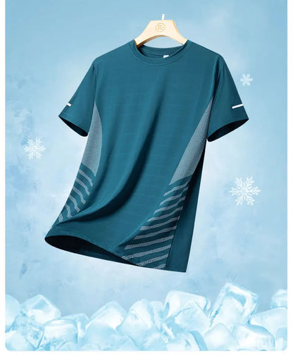 Men's Ice Silk Running T-Shirt | Quick-Dry, Breathable & Reflective Design - FitZone360