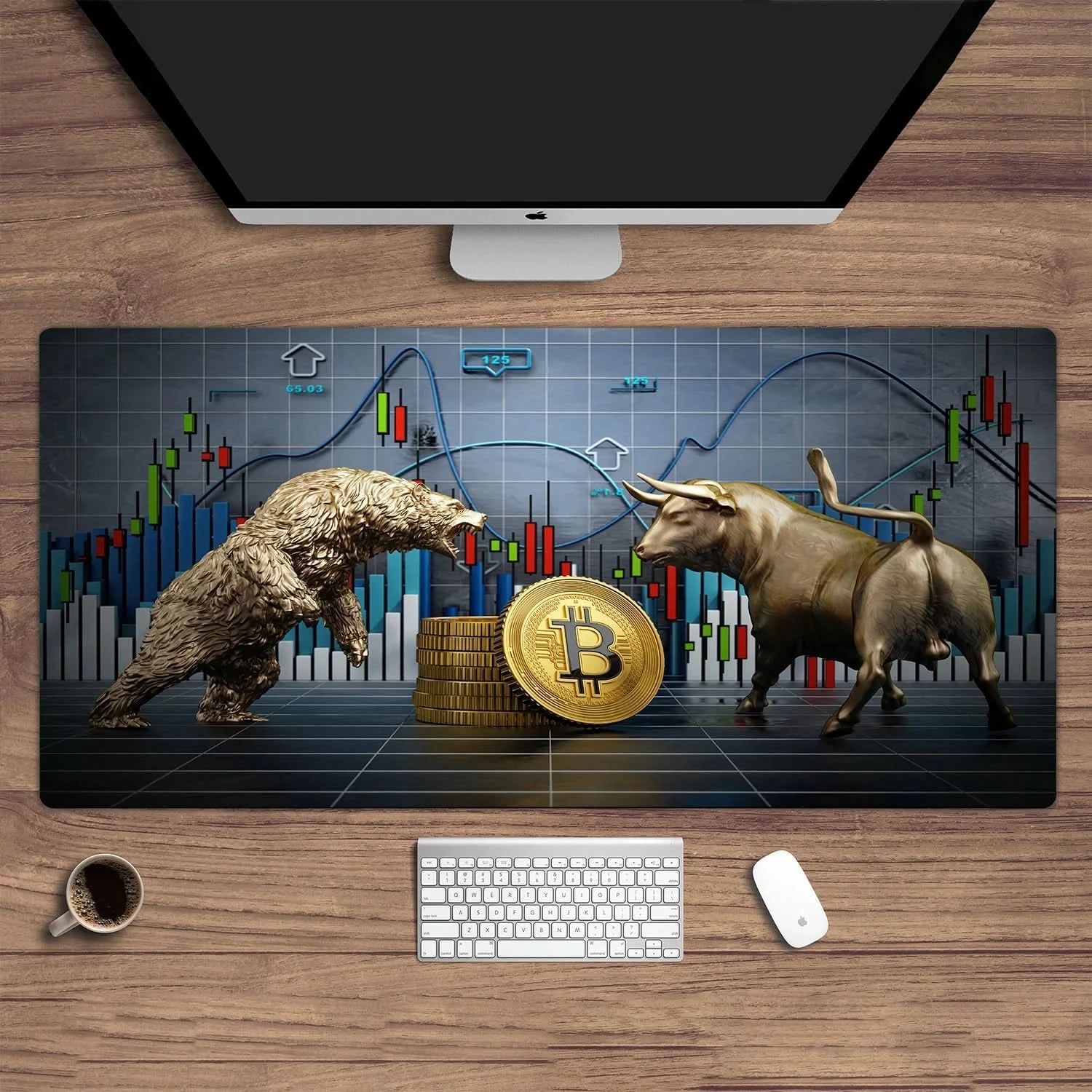 Chart Pattern Mouse Pad | Candlestick Art Desk Pad for Crypto Traders, Investors | Bitcoin, PEPE & Forex Enthusiasts - FitZone360