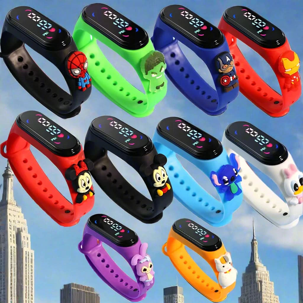 Fashion Mickey & Marvel Superhero Children's LED Sports Watches | Waterproof & Touch Display - FitZone360