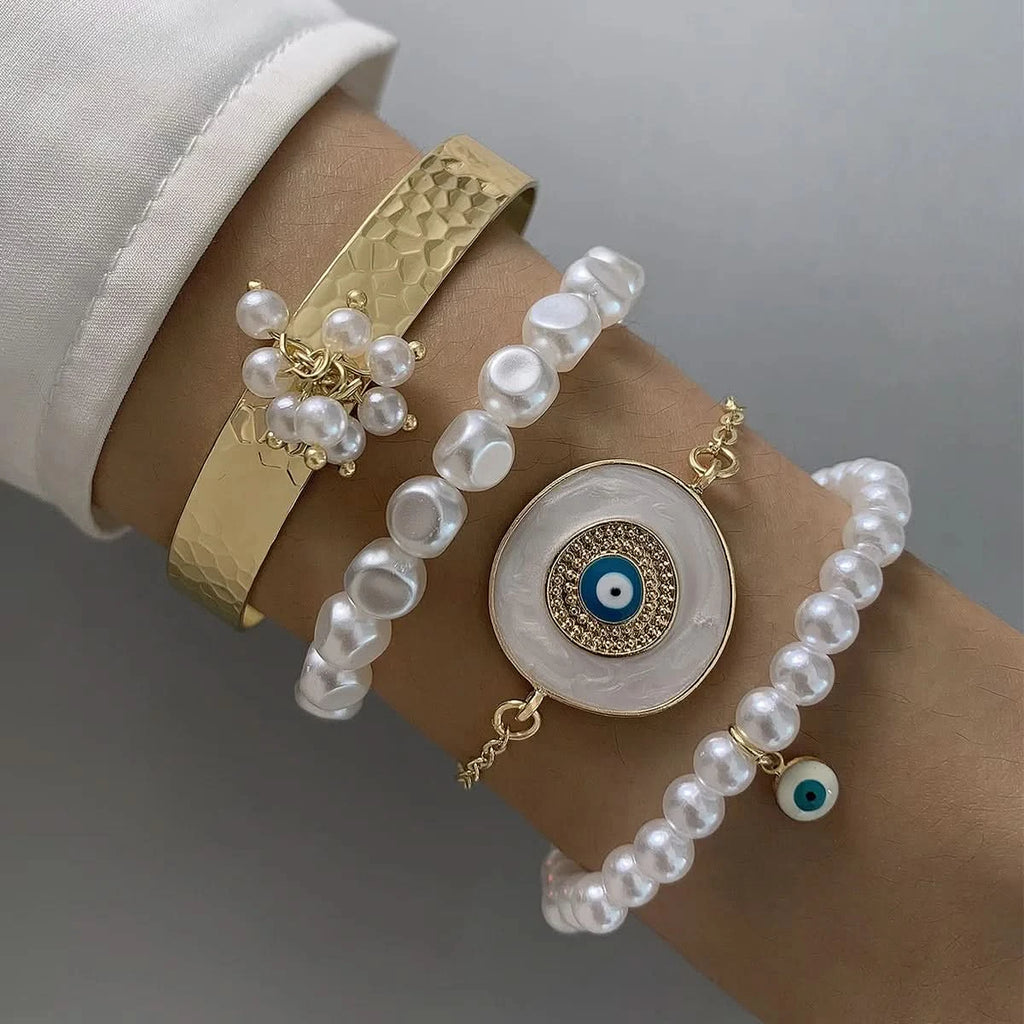 Vintage Turkish Evil Eye Beaded Stacking Bracelet Set | Lucky Multi-Layer Jewelry for Women & Men, Gift Idea - FitZone360