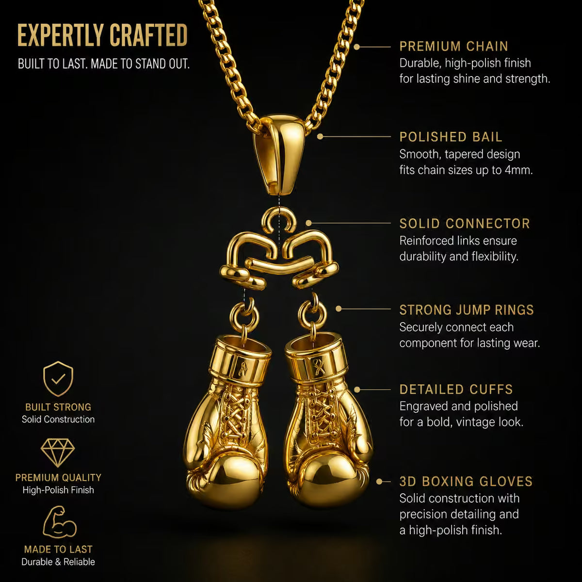 Vintage Boxing Chain Gold Plated Necklace