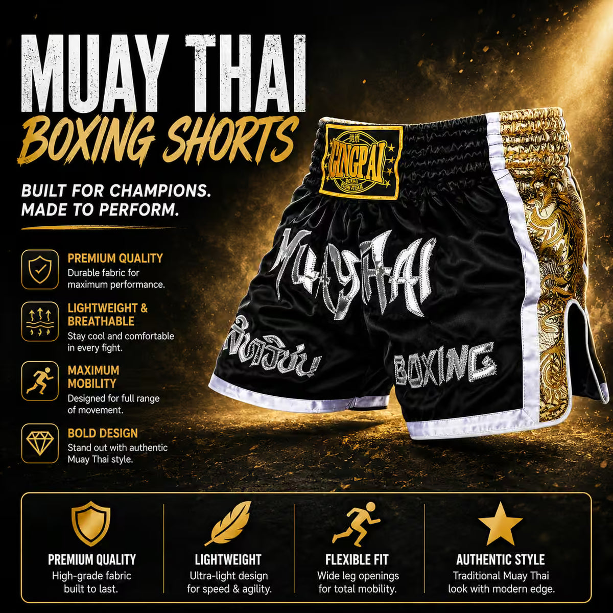 Muay Thai MMA Boxing Training Shorts | Elite Combat Performance