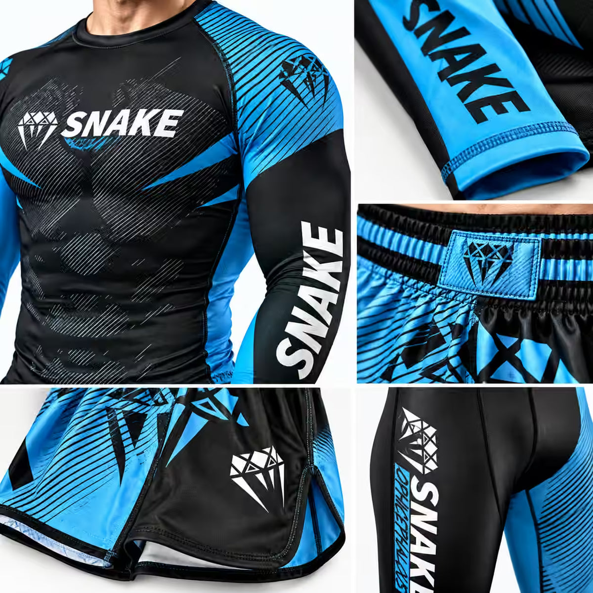 Men’s MMA & BJJ 3-Piece Rash Guard Set – No-Gi Grappling & Muay Thai Training Gear