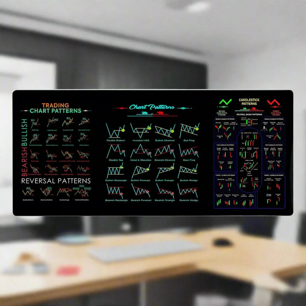Chart Pattern Mouse Pad | Candlestick Art Desk Pad for Crypto Traders, Investors | Bitcoin, PEPE & Forex Enthusiasts - FitZone360