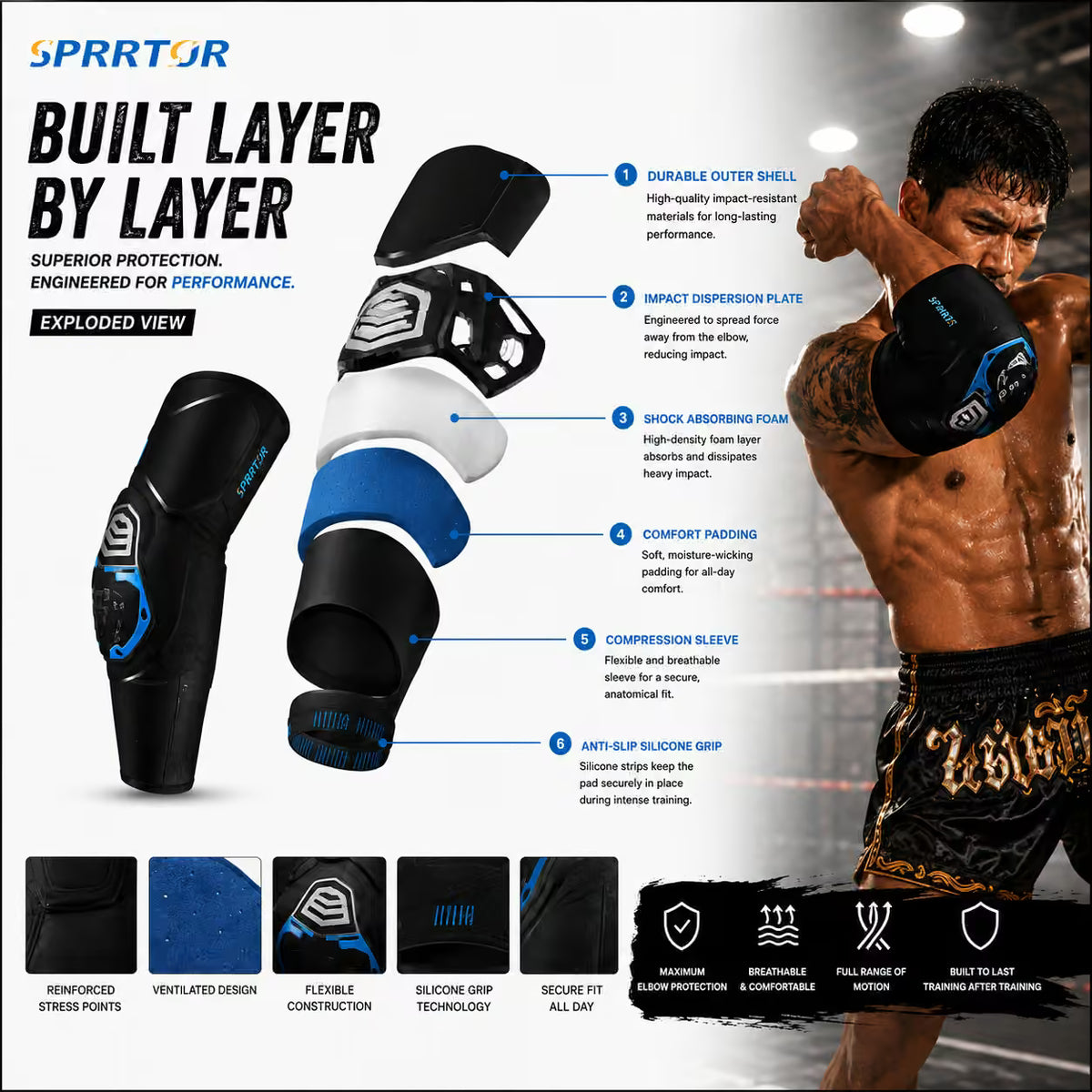 Muay Thai Elbow Pad | Martial Arts Elbow Guards for Training