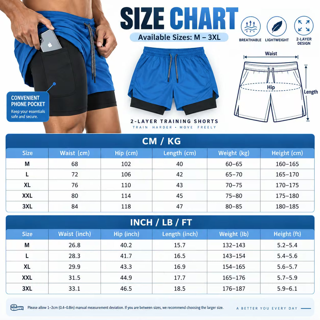 Everlast 2 Layer Training Shorts | 2-in-1 Boxing, MMA & Gym Shorts