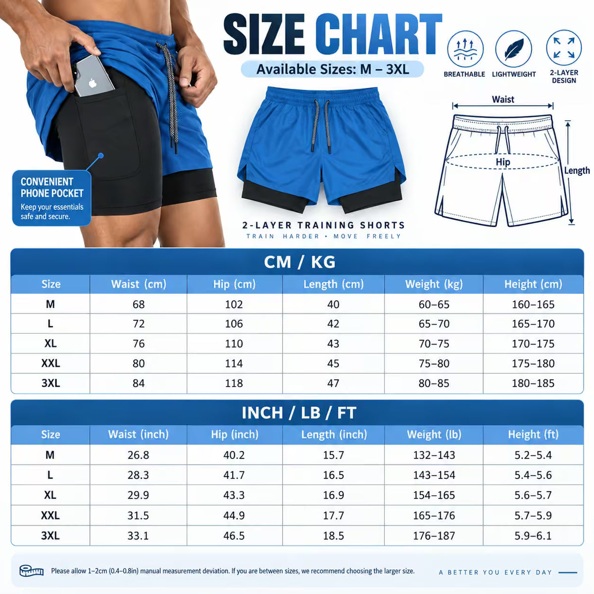 Everlast 2 Layer Training Shorts | 2-in-1 Boxing, MMA & Gym Shorts