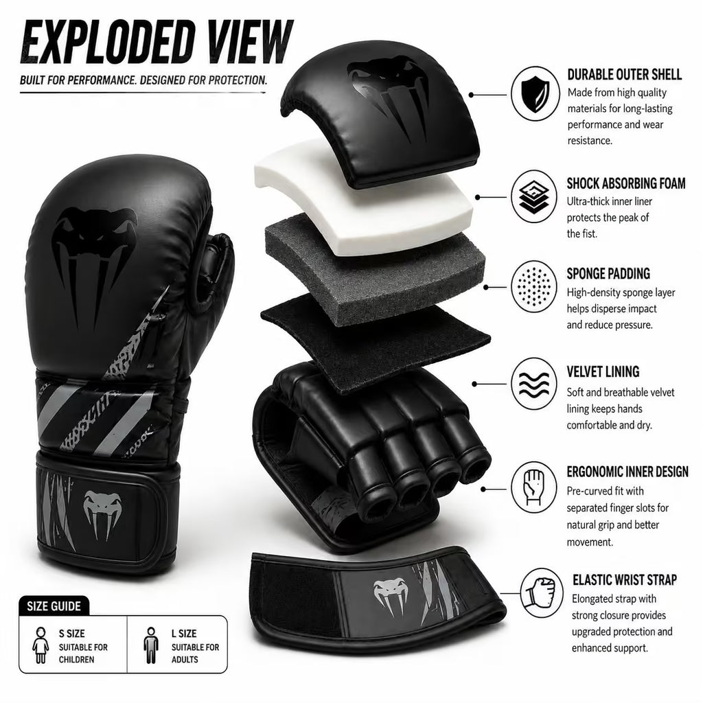 Venum MMA 4oz Boxing Gloves | Black & Gold