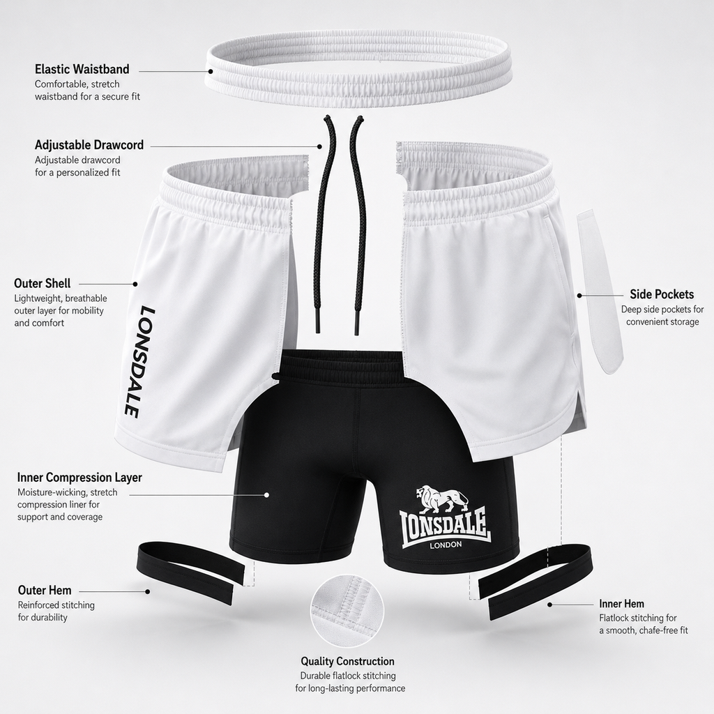 Lonsdale Slim Fit Training Shorts | Lightweight Athletic Performance - FitZone360