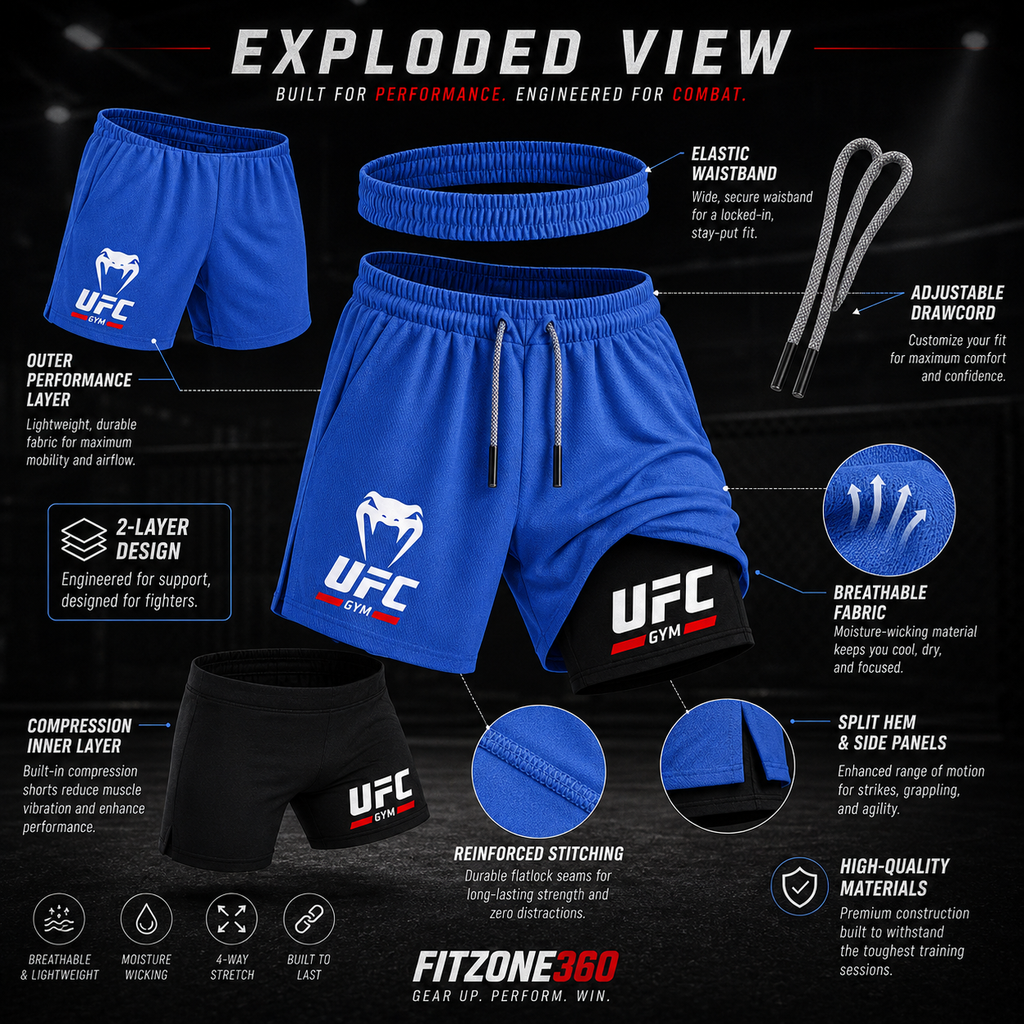 Venum UFC 2-Layer Compression Shorts | Fight-Ready Performance | FitZone360