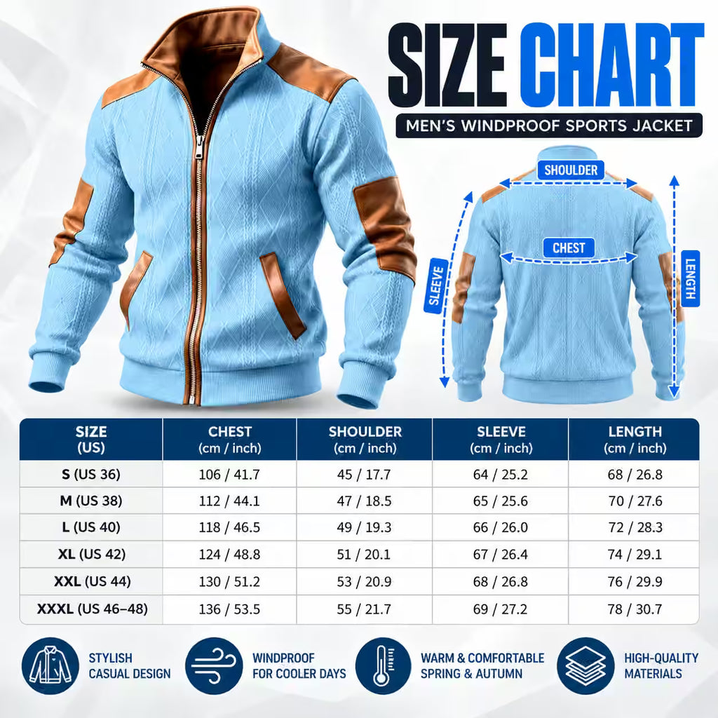 Men's Windproof Sports Jacket – Warm Zip-Up Casual Coat for Spring & Autumn