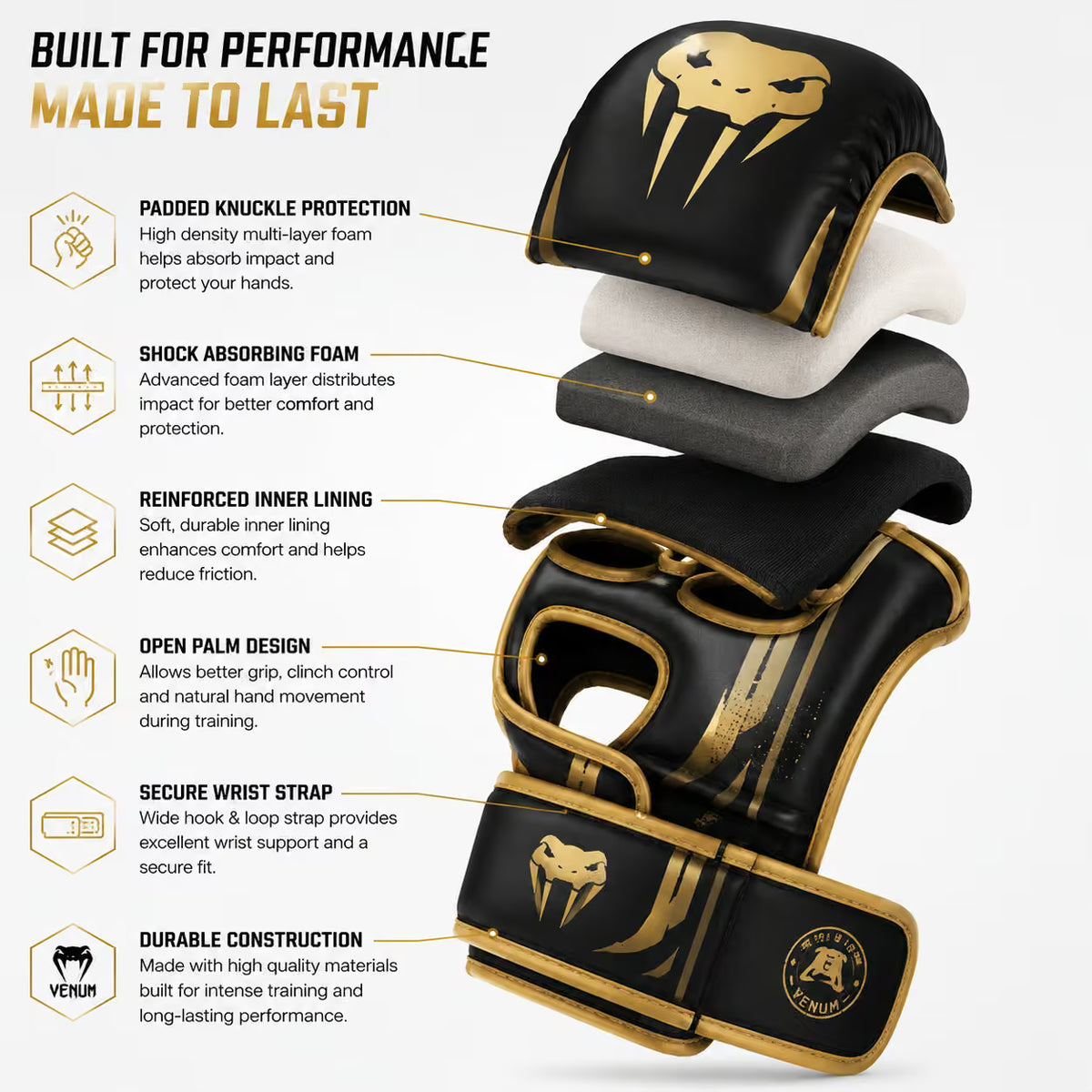 Venum MMA 4oz Boxing Gloves | Black & Gold