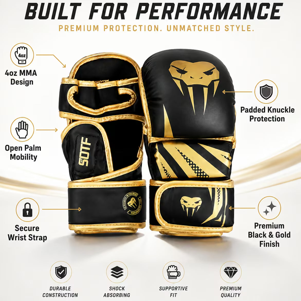 Venum MMA 4oz Boxing Gloves | Black & Gold