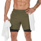 Men's 2-in-1 Camo Gym Running Shorts | Quick Dry, Summer Workout Activewear - FitZone360