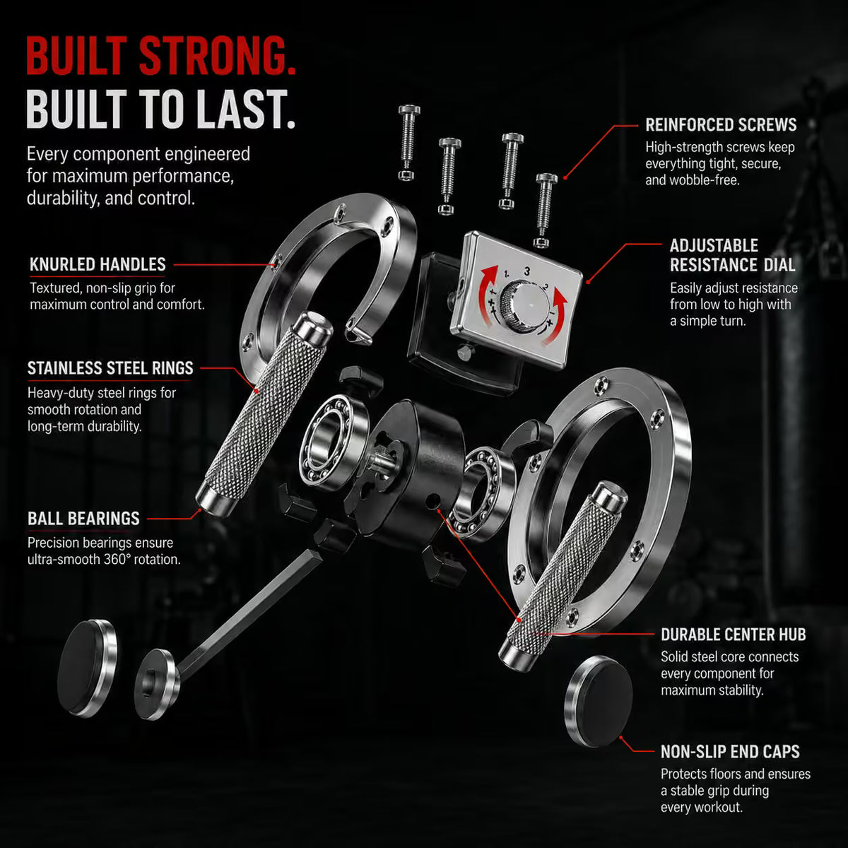 Adjustable Resistance Boxing Forearm & Grip Trainer | 360° Wrist, Hand & Forearm Strengthener
