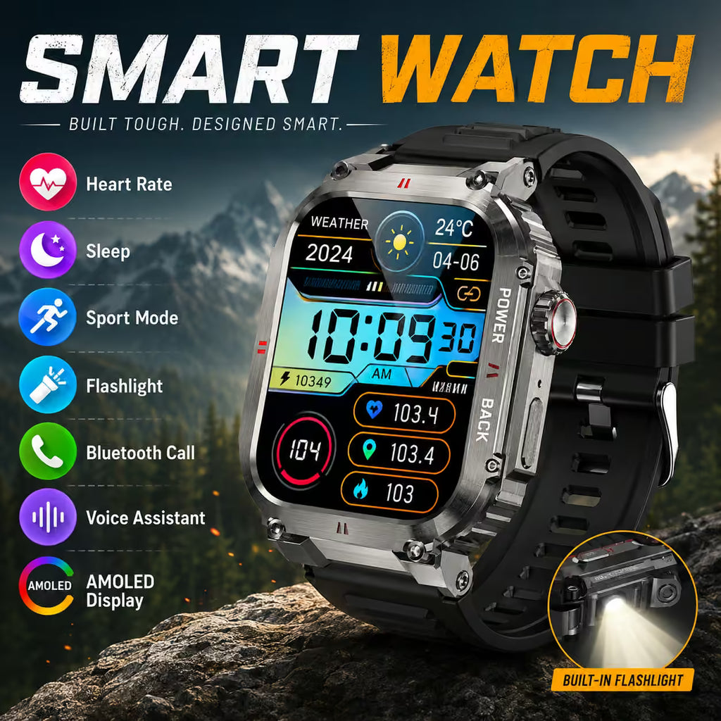 ULTIMATE HALO Military Sports Smart Watch | Rugged GPS Fitness & Health Tracking Watch