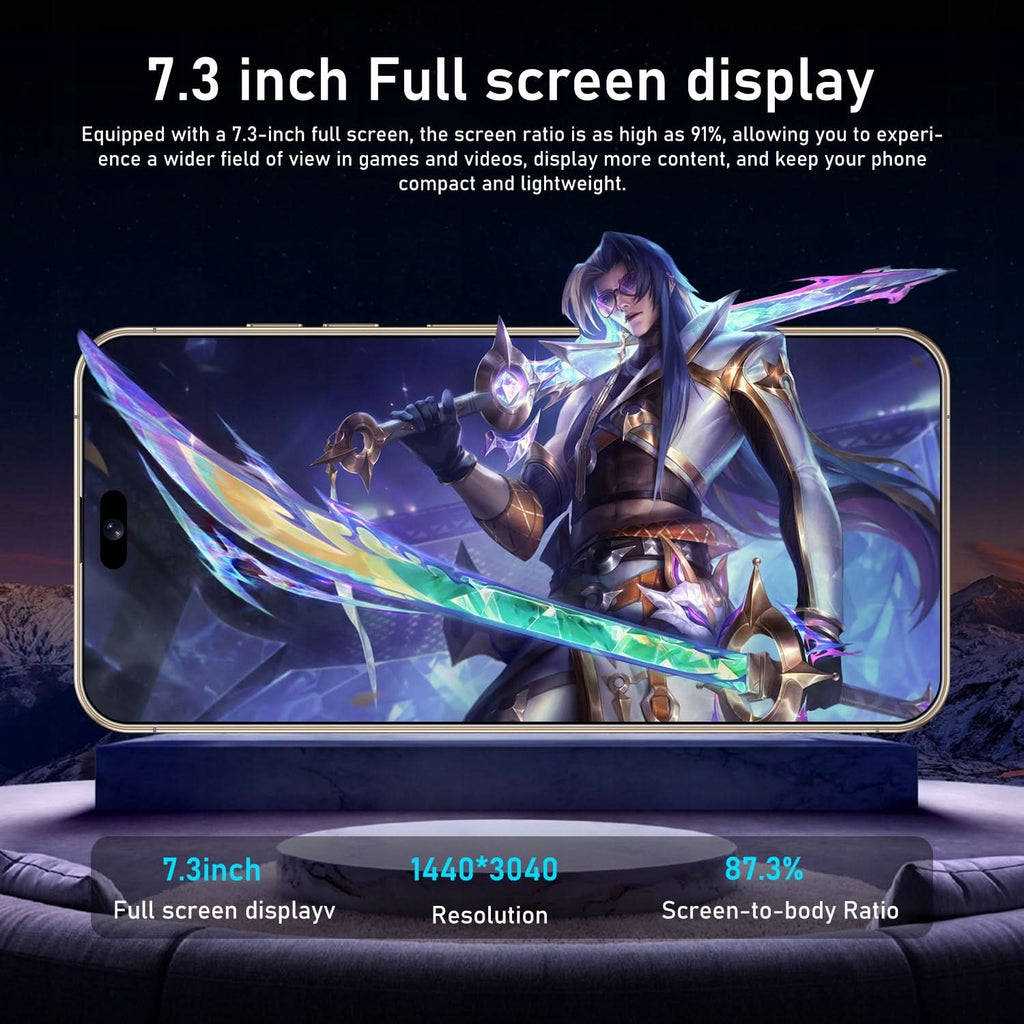 16 Pro Max 7.3" HD 5G Smartphone | Global Android 14 Mobile Phone with Dual SIM, 8000mAh Battery, Unlocked 4G/5G Cellphone - FitZone360