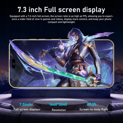 I16 Pro Max 7.3" HD 5G Smartphone | Global Android 14 Mobile Phone with Dual SIM, 8000mAh Battery, Unlocked 4G/5G Cellphone
