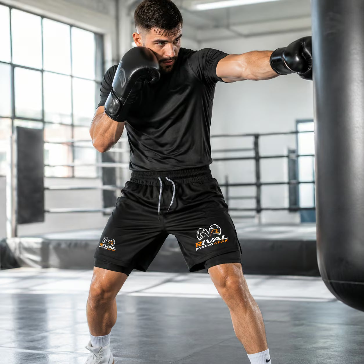 RIVAL 2-Layer Boxing Shorts with Compression Inner & Groin Cup Support