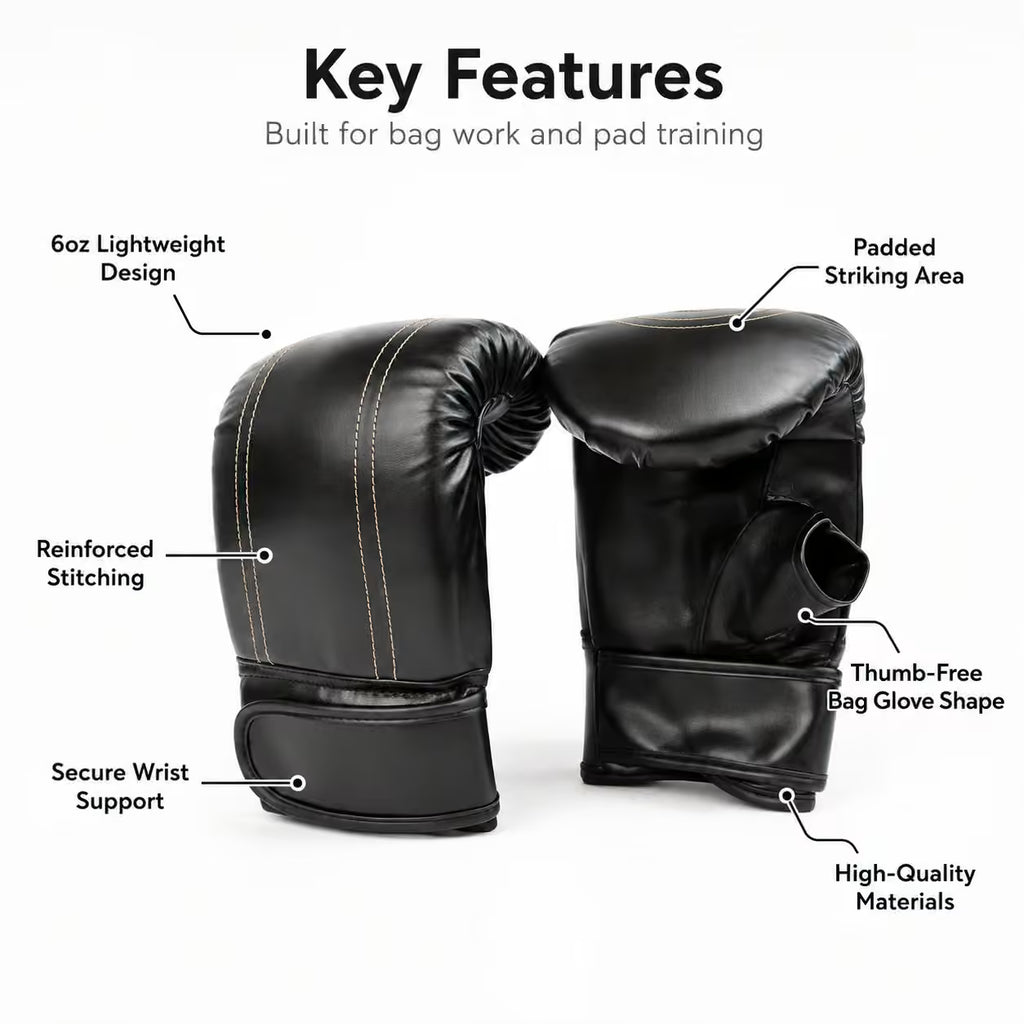 6oz Boxing Bag Gloves – Muay Thai, Kickboxing & MMA Training Gloves