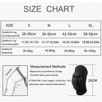 Size chart for knee pads with measurement guide and product image on a white background