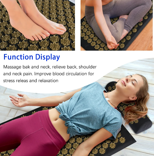Massage Yoga Mat for Back Pain Relief, Needle Yoga Massage Mat with Acupressure - FitZone360