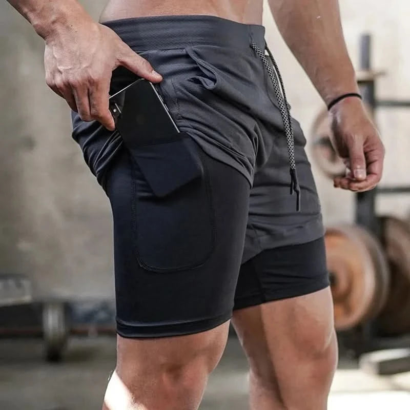 Men's 2-in-1 Camo Gym Running Shorts | Quick Dry, Summer Workout Activewear - FitZone360