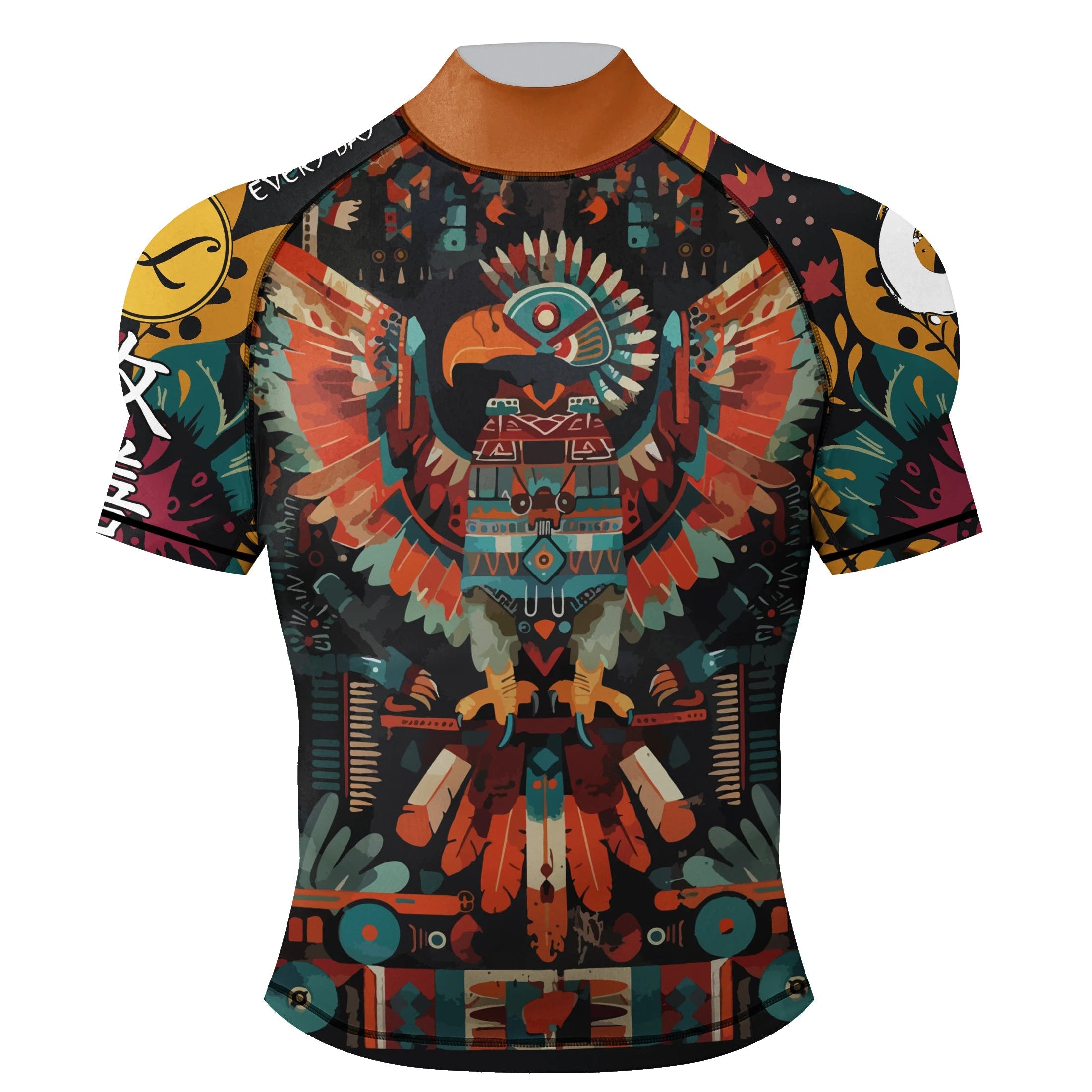 Colorful shirt with an eagle design on a white background