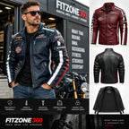 Men’s Vintage Motorcycle Jacket | Embroidered Biker Bomber Coat