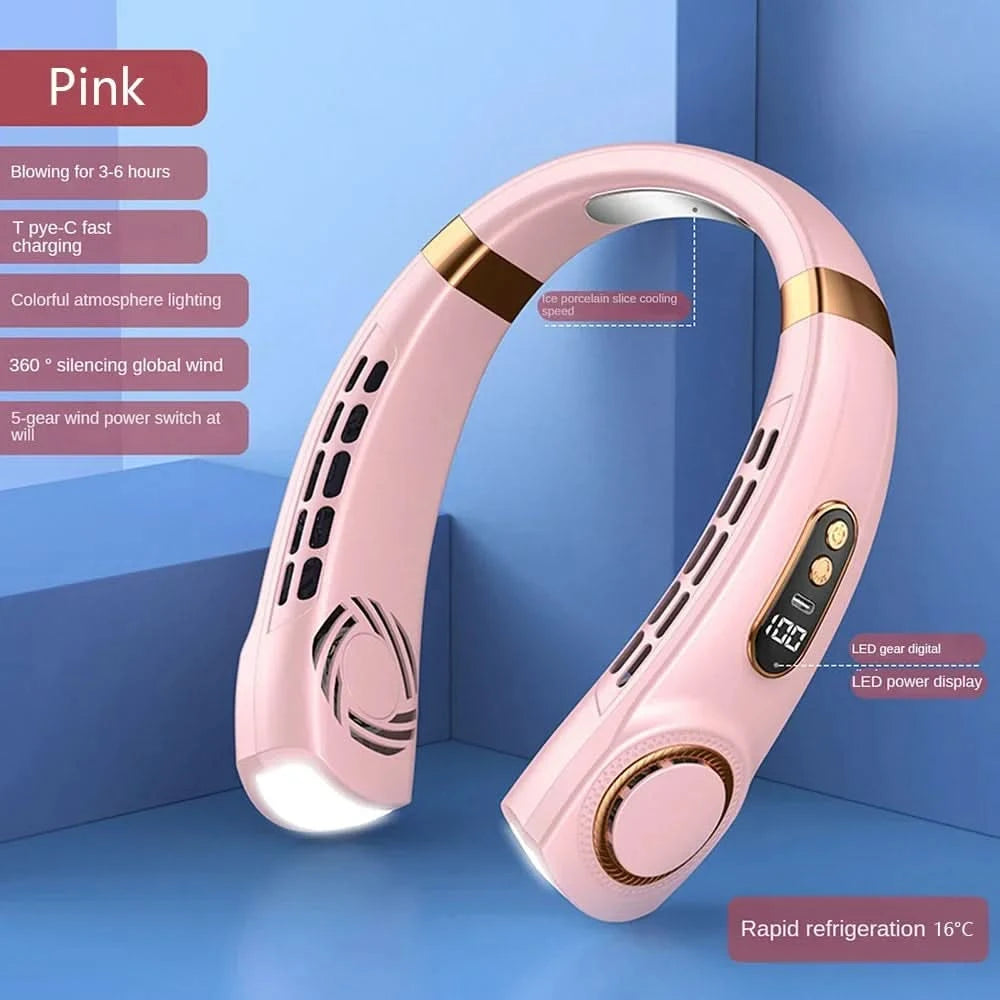 Mini Hanging Neck Fan | Portable USB Rechargeable Air Cooler with Digital Display - FitZone360