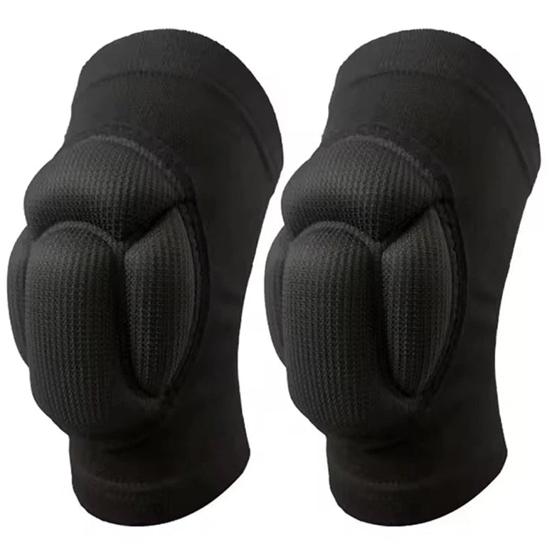 Pair of black knee pads on a white background