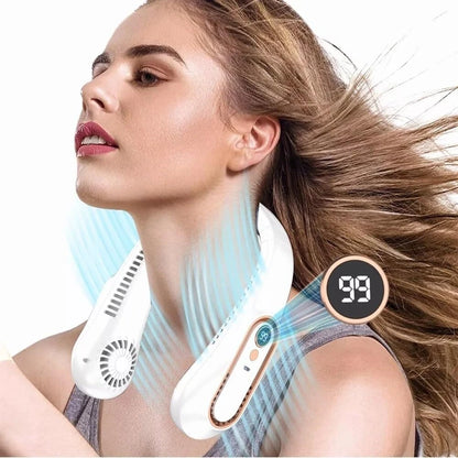 Mini Hanging Neck Fan | Portable USB Rechargeable Air Cooler with Digital Display - FitZone360