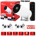 Android 11 P90 MAX Gaming Projector | 19,000+ Retro GAMES | TF Card Support | Wireless Gamepad | Dual WiFi | Portable Home Theater System - FitZone360