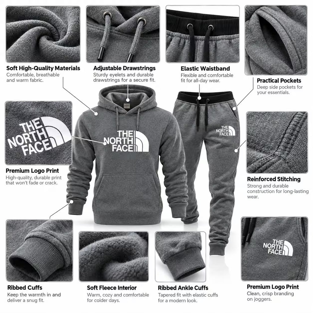The North Face Tracksuit Set – Hooded Sweatshirt & Jogging Pants for Men & Women